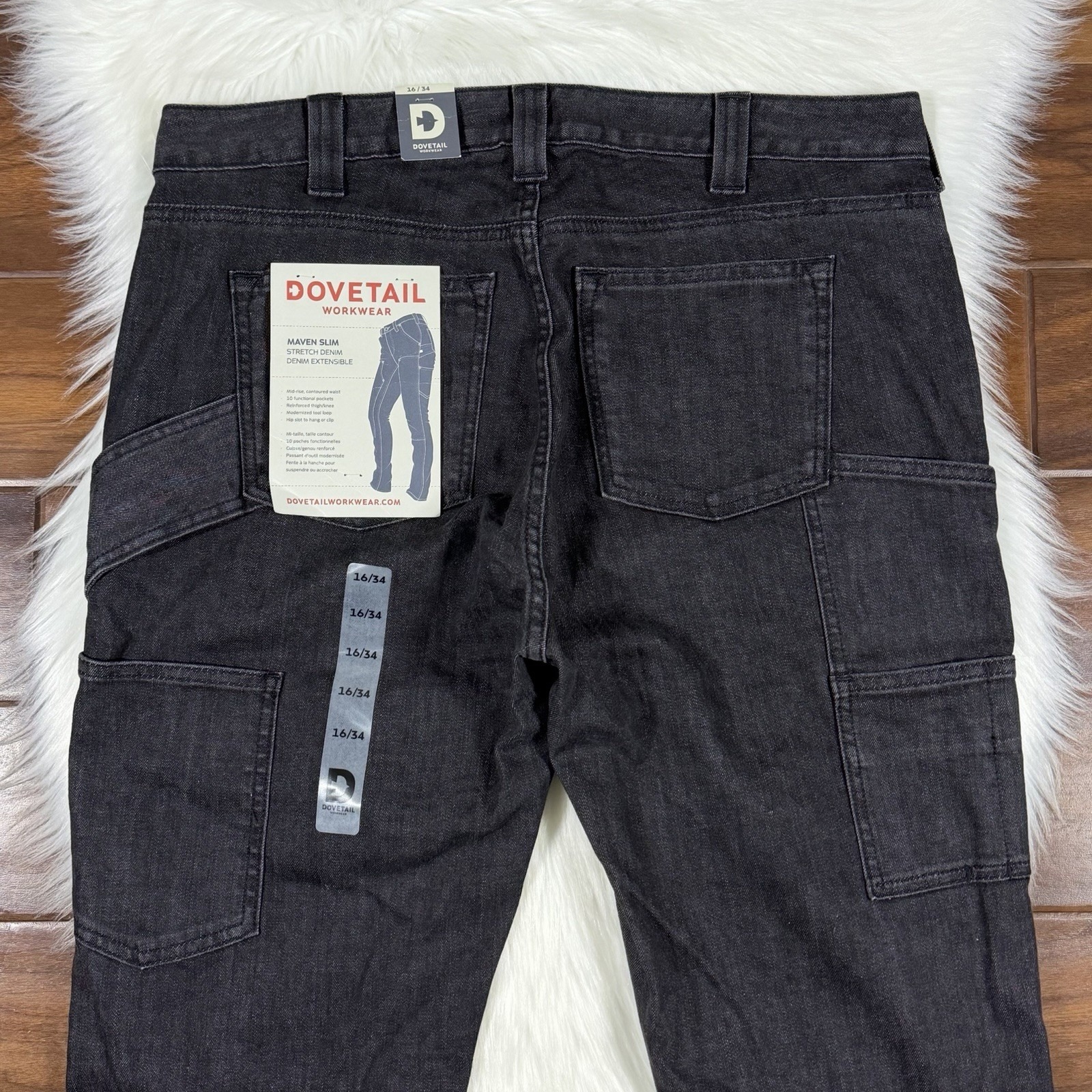 Dovetail Workwear Women's Size 16 X 34 Black Maven Slim Cargo Ultity Denim Jeans — image 8 of 8